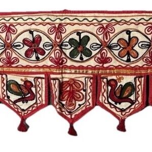 Door Valance Toran Indian Wall Hanging Embroidered Home Decor 40” folk art